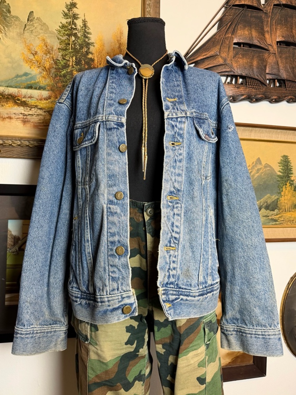 Vintage Lee Riders Denim Trucker Jacket Made in the USA Size Men's Large